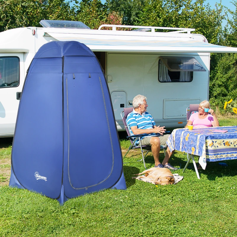 Outsunny Tenda de Duche Pop-up Tenda Sanitária Portátil com Bolsa de Transporte Janela Tenda de Troca Móvel Tenda WC Privacidade Cabine de Troca Tenda de Armazenamento para Exterior Campismo Praia