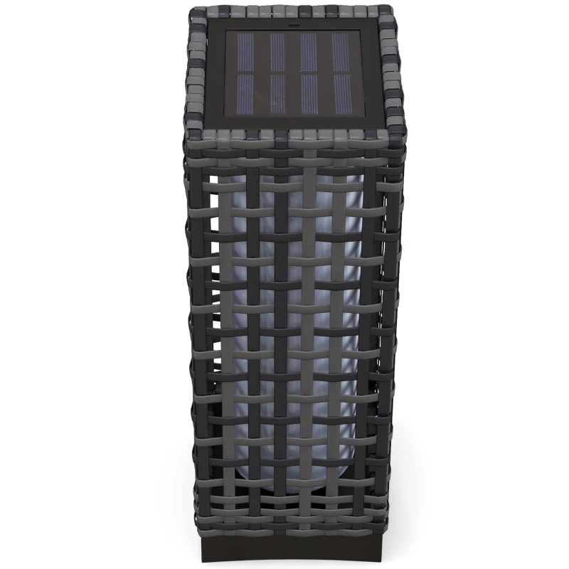 Outsunny Luminária exterior com módulo solar, automação de ligação, 8 h de funcionamento, aparência rattan, aço, 15,5 x 15,5 x 46 cm, Cinza