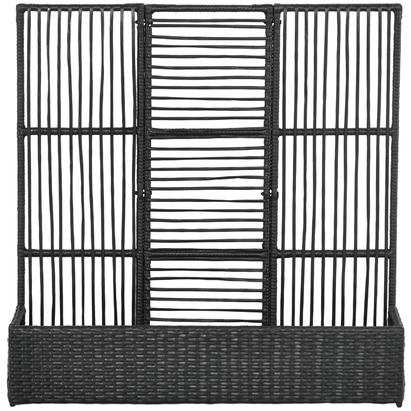 Outsunny Canteiro com treliça, resistente às intempéries, polirrattan, 103 x 29 x 103 cm, Preto