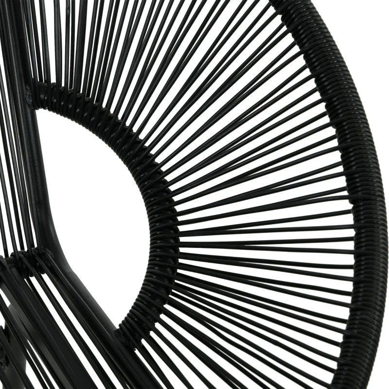 Outsunny Poltrona de Rattan Relax em Estilo Boho, 132 cm x 72 cm x 83 cm, Preto