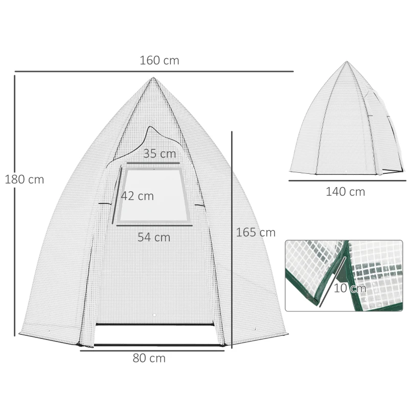 Outsunny Mini Estufa Tenda de Inverno para Plantas com Porta Enrolável Jardim Varanda Proteção Invernal Branco 160 x 140 x 180 cm