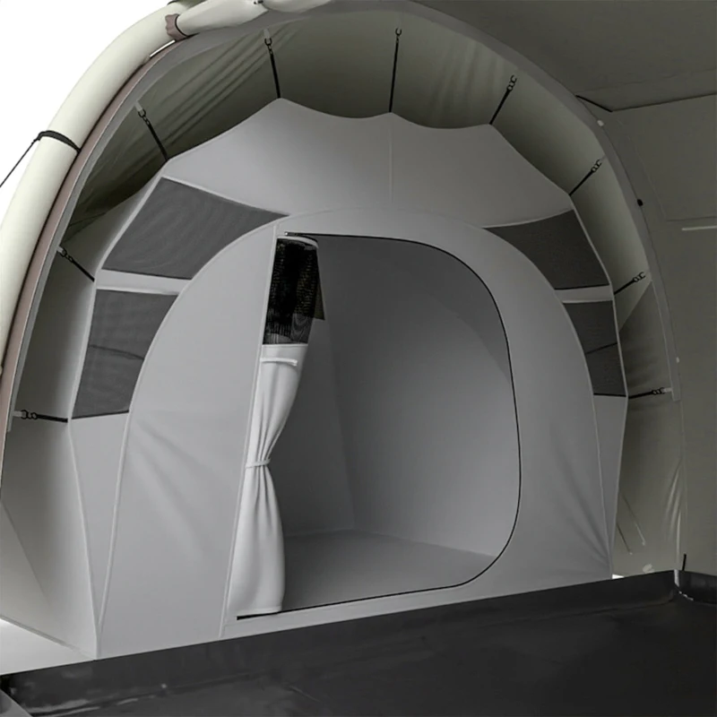 Outsunny Tente Gonflable Camping 2-4 Personnes avec Pompe 2 Chambres et Séjour Imperméable 3000mm 485x245x188cm Gris