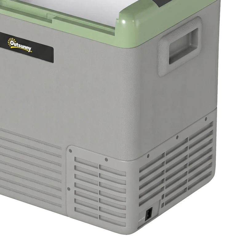 Outsunny 50L Portable Car Refrigerator - Light Green and Grey