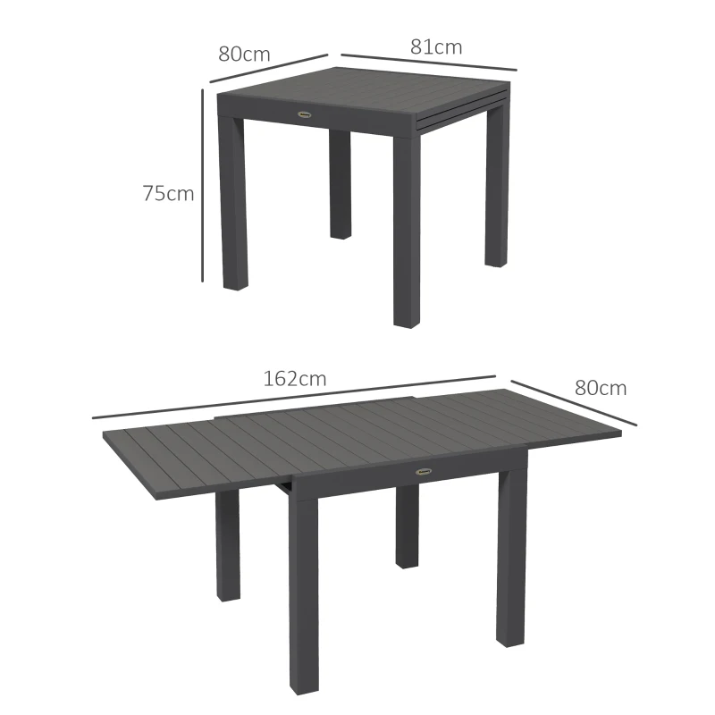 Outsunny Mesa de jardim, mesa outdoor, resistente às intempéries, 162 x 80 x 75 cm, Cinza