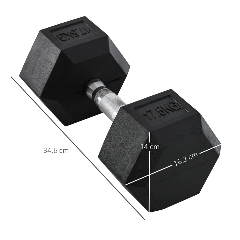 HOMCOM Halteres, 17,5 kg haltere, haltere, peso, pega antiderrapante, Preto + Prata