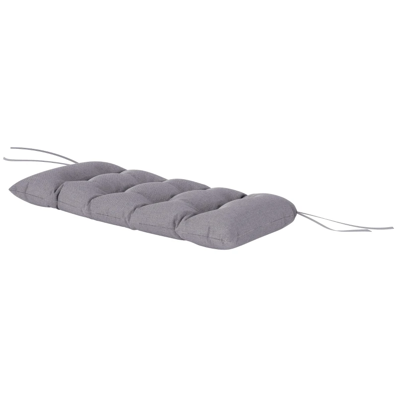 Outsunny Almofada de banco 105 x 46 x 12,5 cm com fitas, Almofada externa para móveis de jardim, Banco, Cinza
