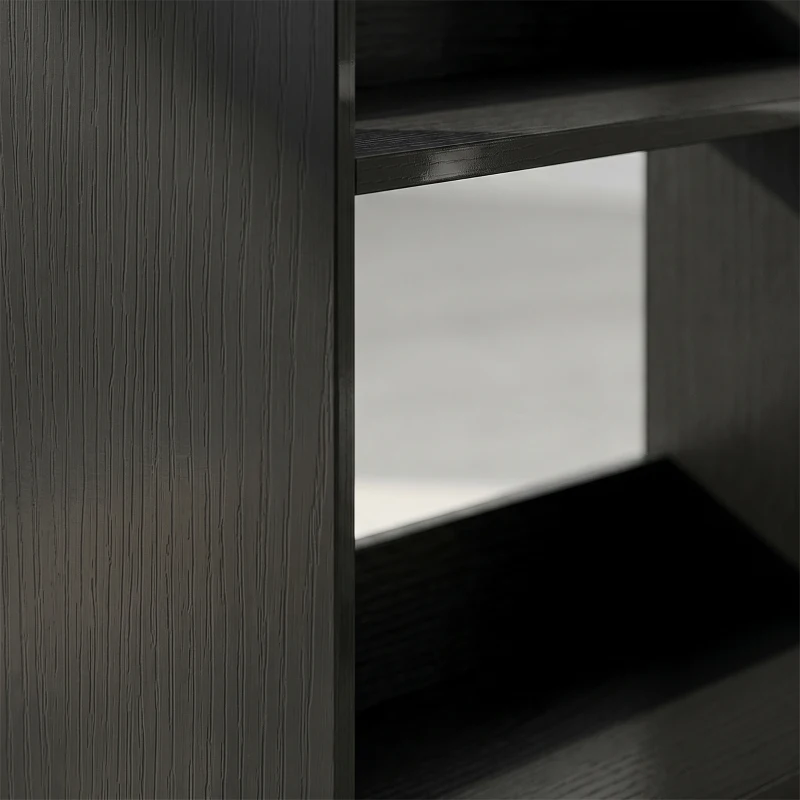 HOMCOM 7 Tiers Bookshelf, L-Shaped Corner Bookcase with Anti-Slip Rear Guard, Black Wood Effect