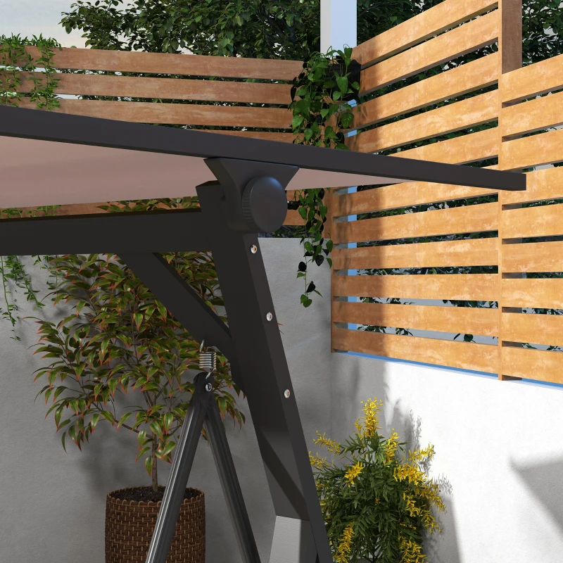 Outsunny Baloiço estilo Hollywood para jardim 3 lugares, com toldo, resistente às intempéries, Bege + Preto
