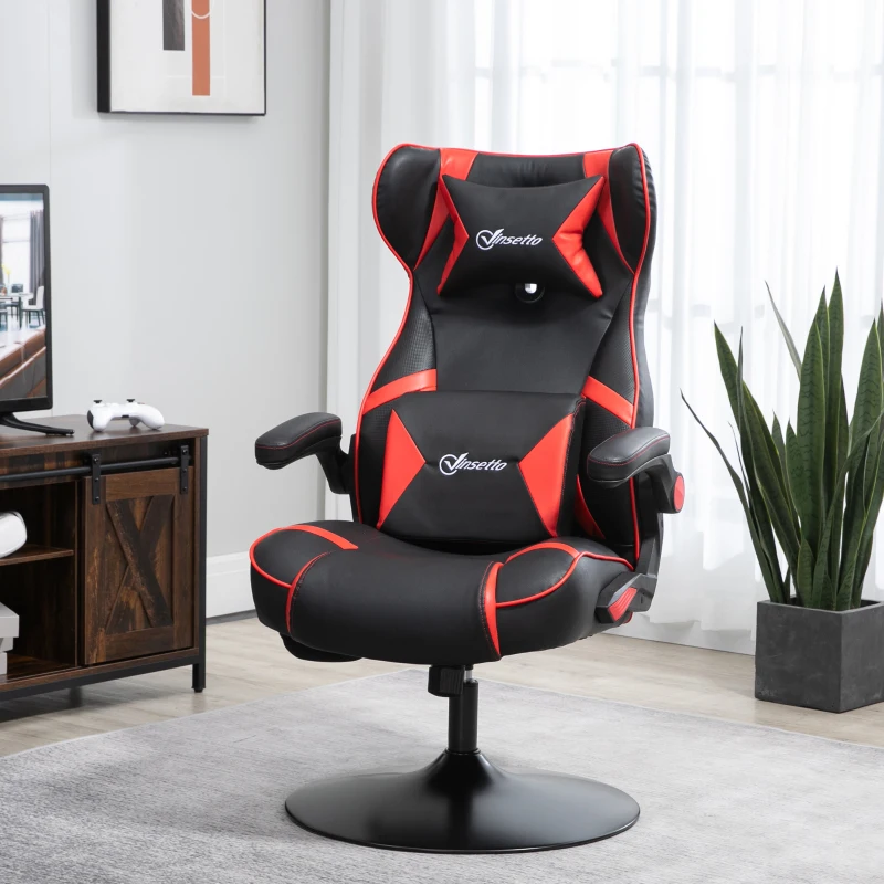 Vinsetto Poltrona Gaming, Cadeira Gaming, altifalantes integrados, encosto reclinável, preto+vermelho, 69 x 73 x 118cm