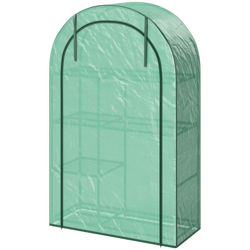Outsunny Mini-estufa, estufa de 4 níveis com lona plástica, portátil, porta enrolável, 100 x 45 x 160 cm, verde