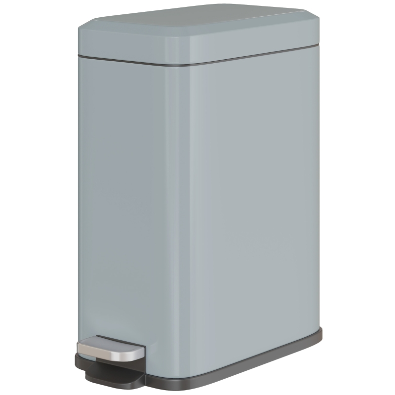 HOMCOM Lixeira de metal, Balde de lixo, Capacidade 5 L, com pedal, com balde interno, Cinza