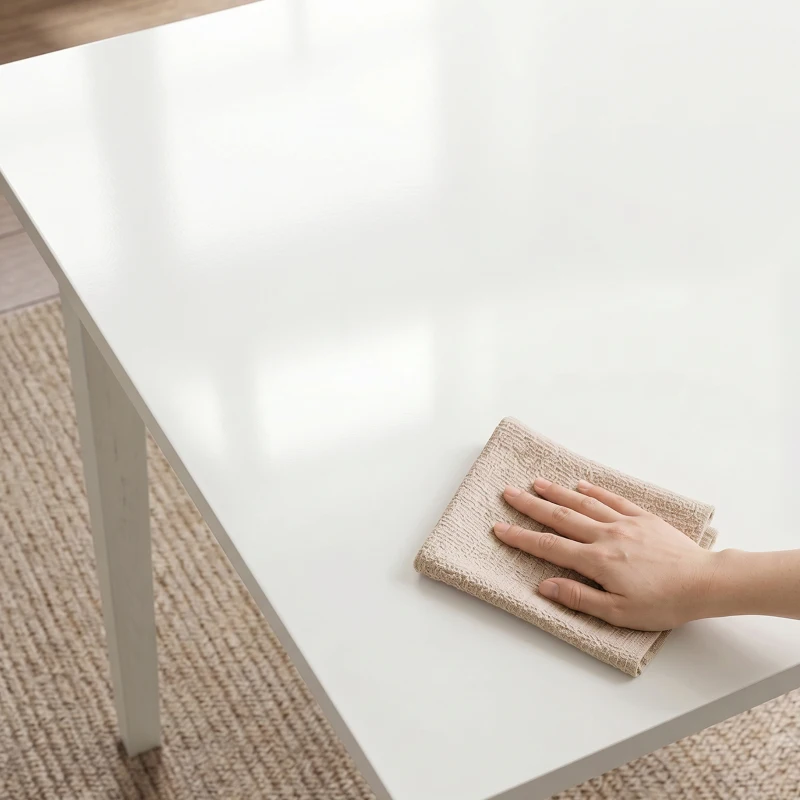 HOMCOM Eettafel voor 8 personen, moderne keukentafel met massiefhouten poten, 180 cm, crème