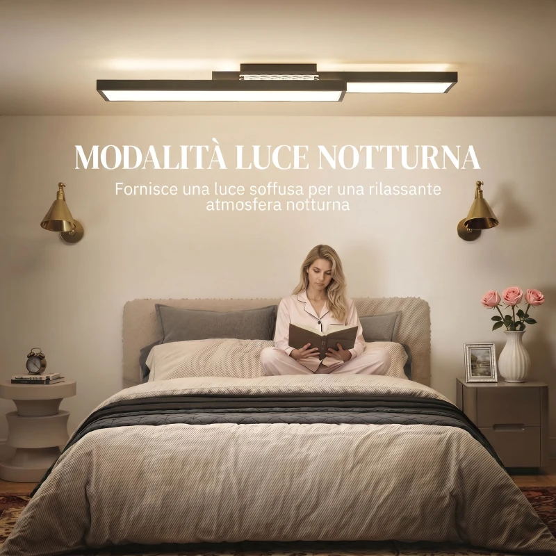 HOMCOM Lampada LED a Soffitto Dimmerabile 3000-6000K con Telecomando e Interruttore, 70x30 cm, Nero
