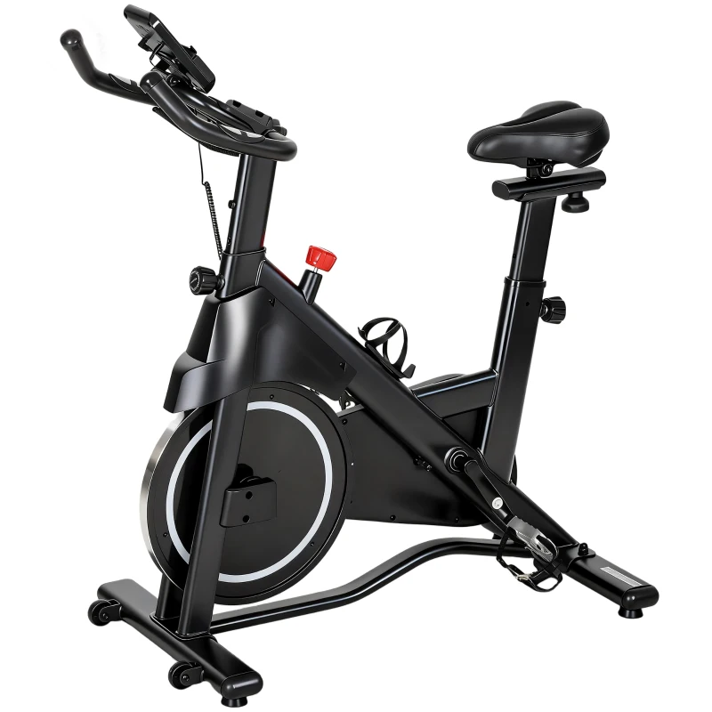 SPORTNOW Vélo d'Appartement, Vélo d'Exercice, Résistance Magnétique Réglable, Écran LCD, Siège Confortable, 108x51x116cm, Blanc