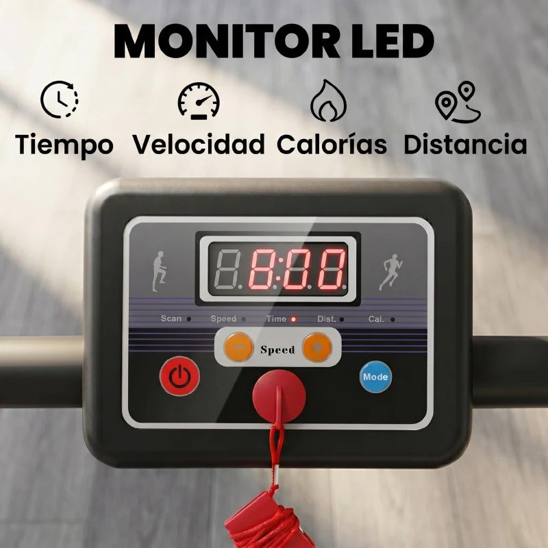 HOMCOM Cinta de Correr Plegable Velocidad de 1-10km/h Cinta de Andar Eléctrica con Pantalla LCD Botón de Emergencia y Carga Máx. 110 kg para Fitness Hogar Oficina 122x62,5x119 cm Plata y Negro