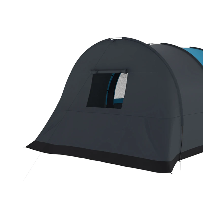 Outsunny Three Man Duo Room Tunnel Tent, with Accessories - Grey/Blue