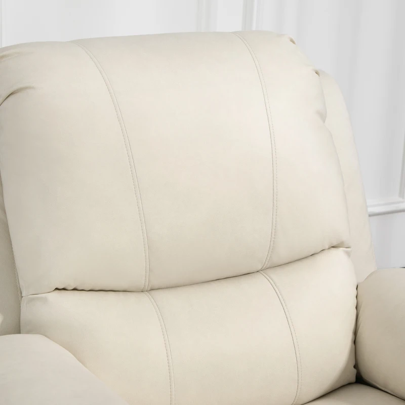 HOMCOM Poltrona relax, encosto e apoio para os pés ajustáveis, giratória, até 150 kg, estrutura de aço, 93x100x98cm, creme branco