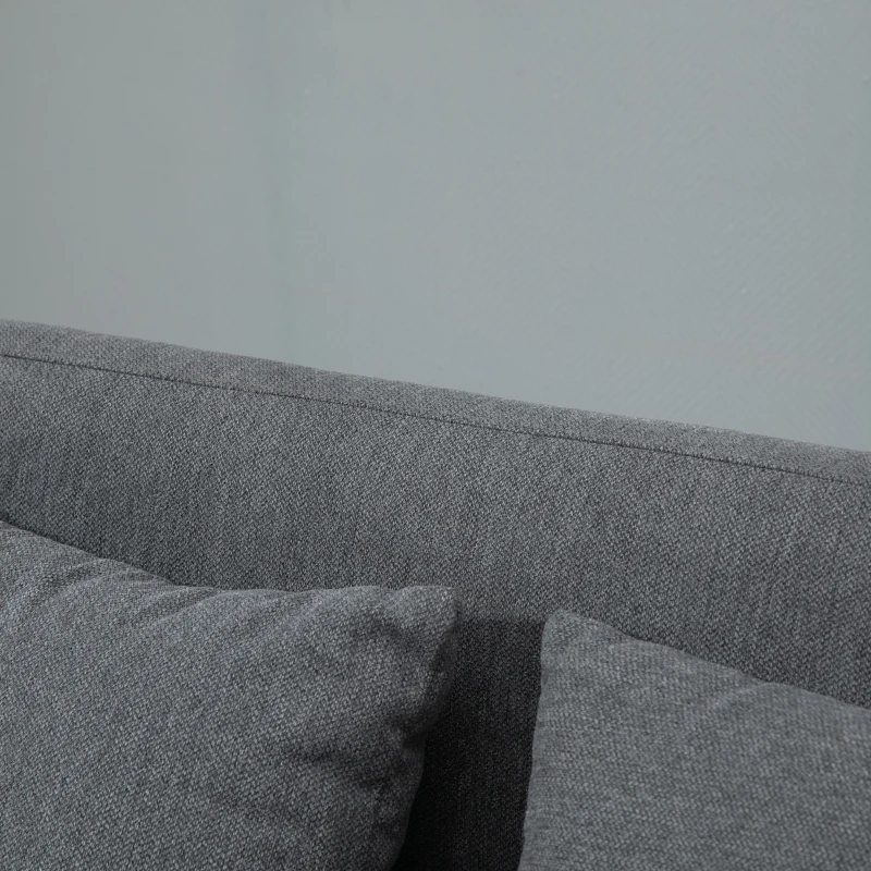 HOMCOM Sofá 2 lugares com 2 almofadas decorativas, Loveseat compacto estofado em veludo moderno para sala de estar, quarto, espaços pequenos, Cinza 130 x 70 x 80 cm