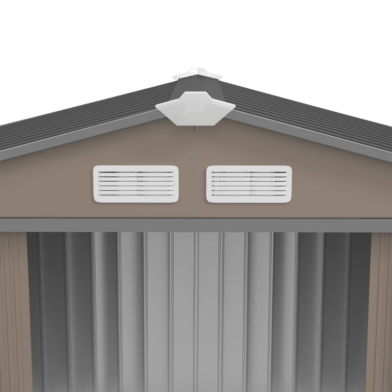 Outsunny Abri de Jardin 2,77 m² cabane de jardin armoire de jardin Dim. 213L x 130l x 185H cm Porte coulissante Acier marron