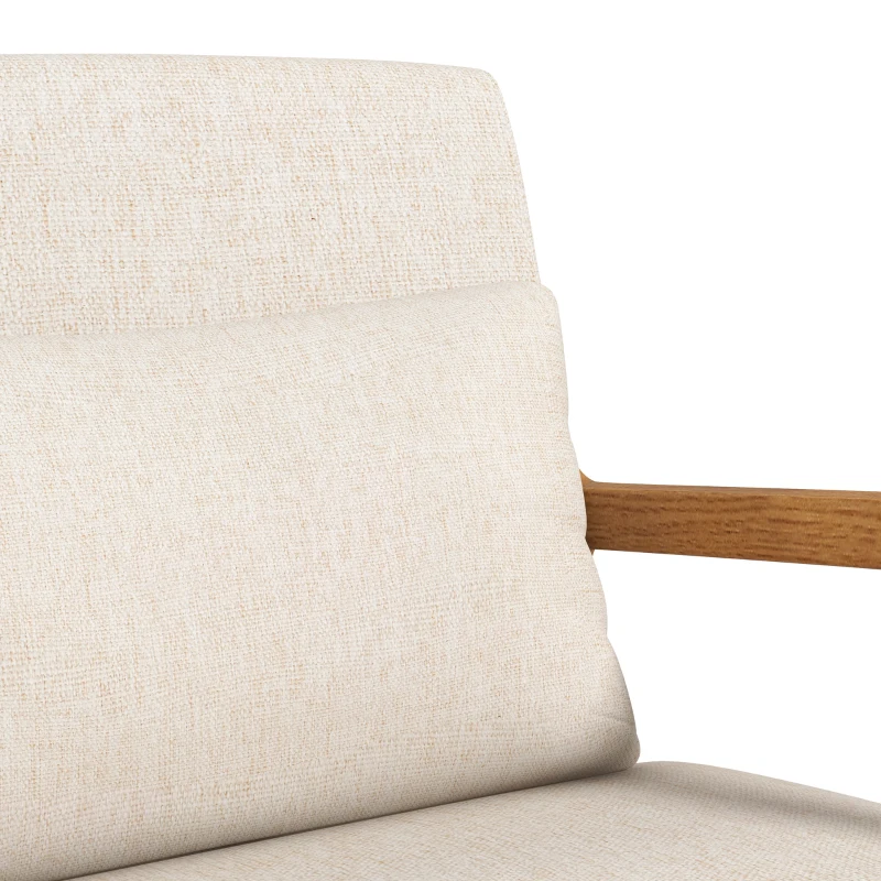 HOMCOM Cadeira de balanço com design retrô, madeira de seringueira, 64,5 cm x 92 cm x 81,5 cm, bege + castanho