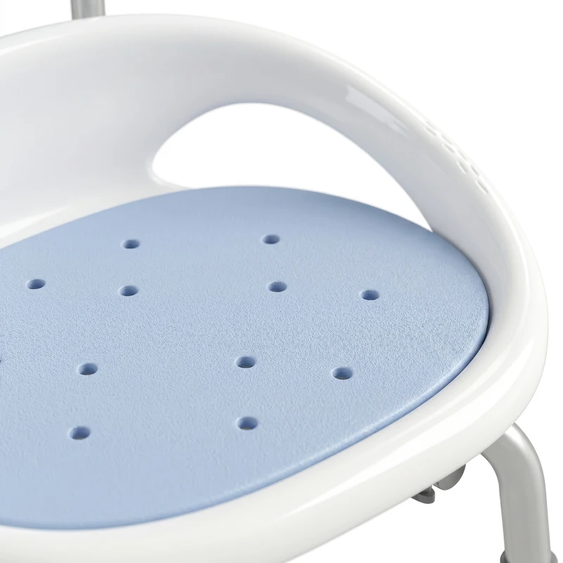 HOMCOM Shower Chair with Padded Seat Adjustable Height Shower Stool Bath Seat with Back and Anti-Slip Feet