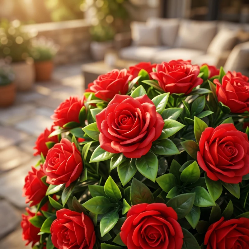 HOMCOM Artificial Rose Topiary UV Resistant, 2-Pack Fake Plants, 55 cm, Red