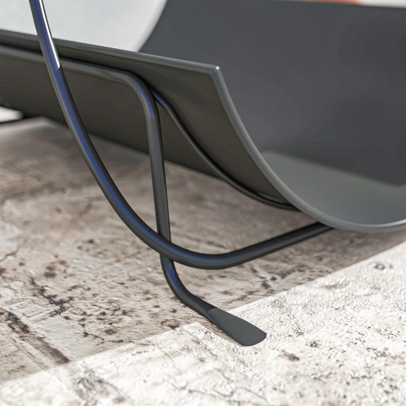 Outsunny Suporte de lenha para interior 51 x 38 x 33cm prateleira geométrica para lenha com alça em metal, Preto