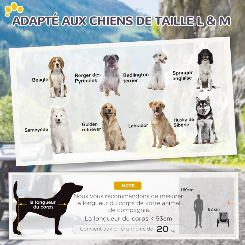 PawHut Remorque de vélo pour chien avec fenêtres en maille réflecteurs et drapeau de sécurité 140 x 71 x 83 cm noir