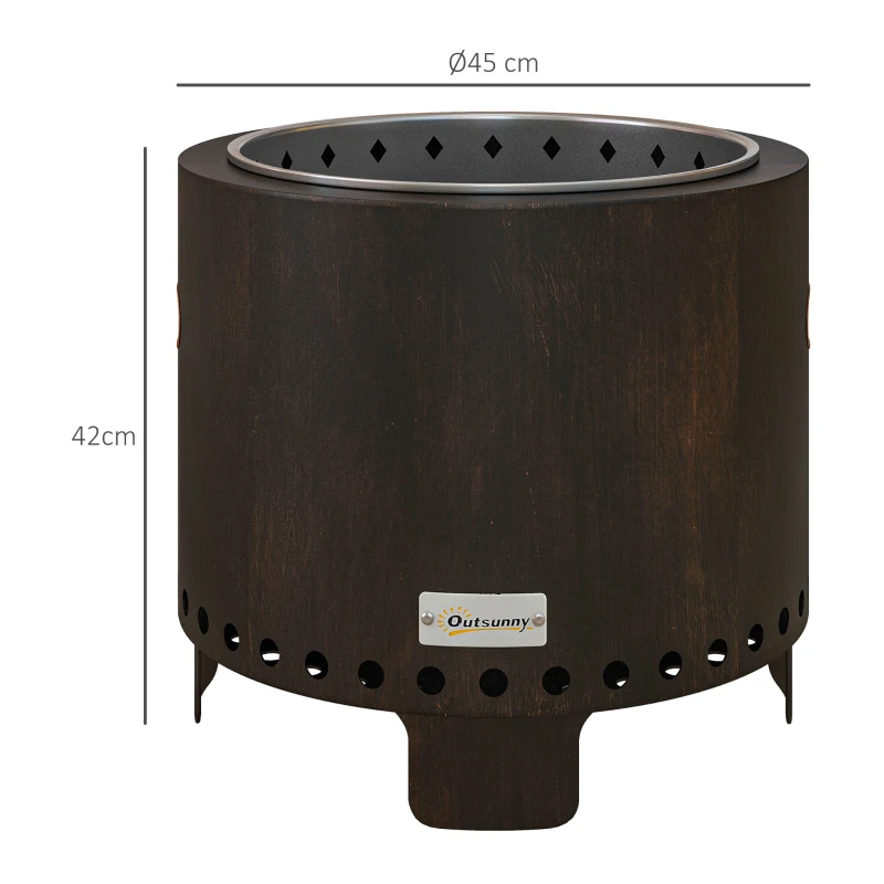 Outsunny Taça de Fogo Lareira Fogueira Resistente às Intempéries 45x45x42 cm Preto e Bronze