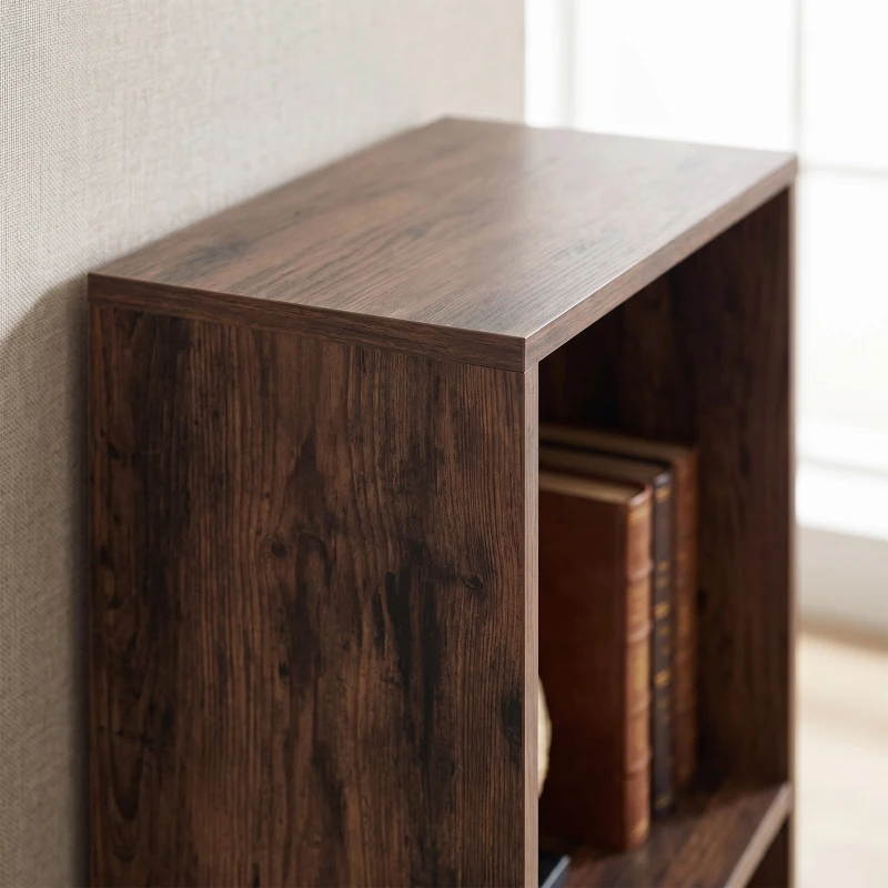 HOMCOM Bookcase with Drawers Adjustable Shelf Bookshelf with 2 Drawers and Cabinet 158 cm Rustic Brown