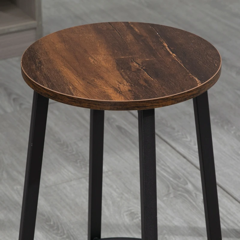 HOMCOM Conjunto de 2 banquetas em design industrial, Estrutura metálica, Apoio para os pés, 42 x 42 x 65 cm