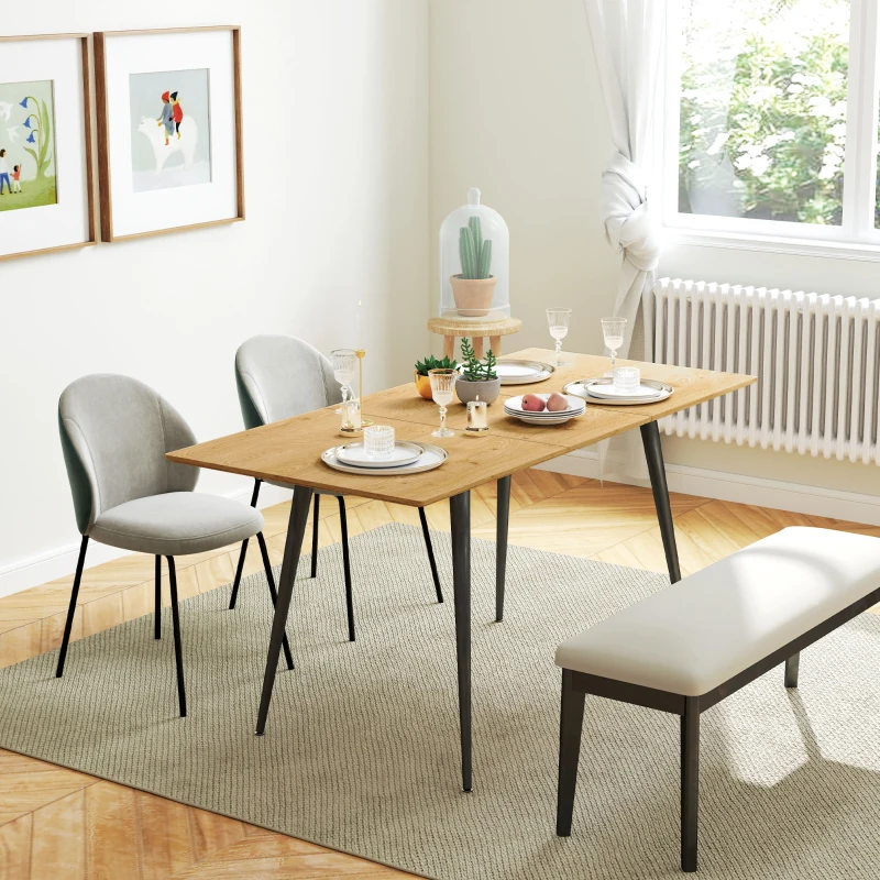 HOMCOM Mesa de jantar extensível, mesa expansível para 6-8 pessoas, mesa de cozinha com pés de aço sólidos