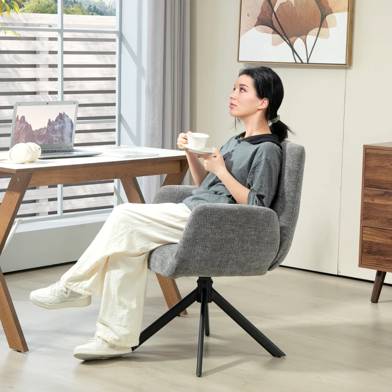 HOMCOM Poltrona estofada, poltrona de destaque, design moderno, giratória, até 120 kg, Cinza escuro