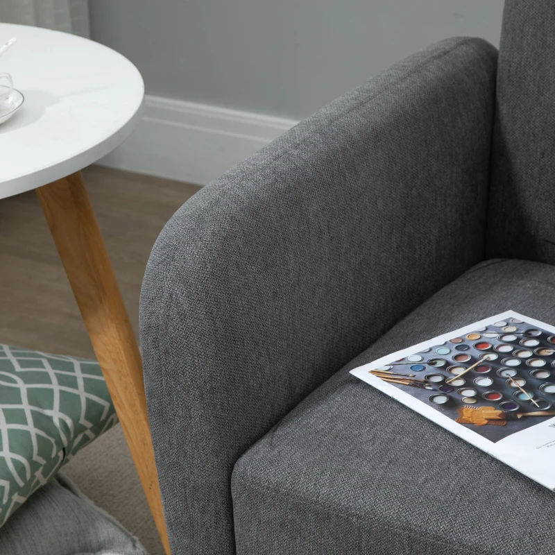 HOMCOM Sofá 2 lugares com 2 almofadas decorativas, Loveseat compacto estofado em veludo moderno para sala de estar, quarto, espaços pequenos, Cinza 130 x 70 x 80 cm