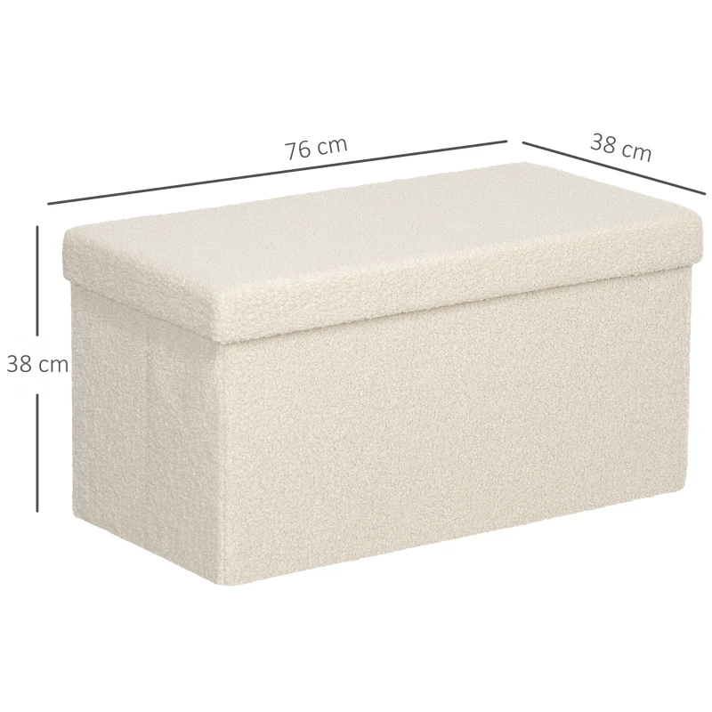 HOMCOM Puff de arrumação, banco estofado com compartimento e tampa para sala, quarto, corredor, creme branco