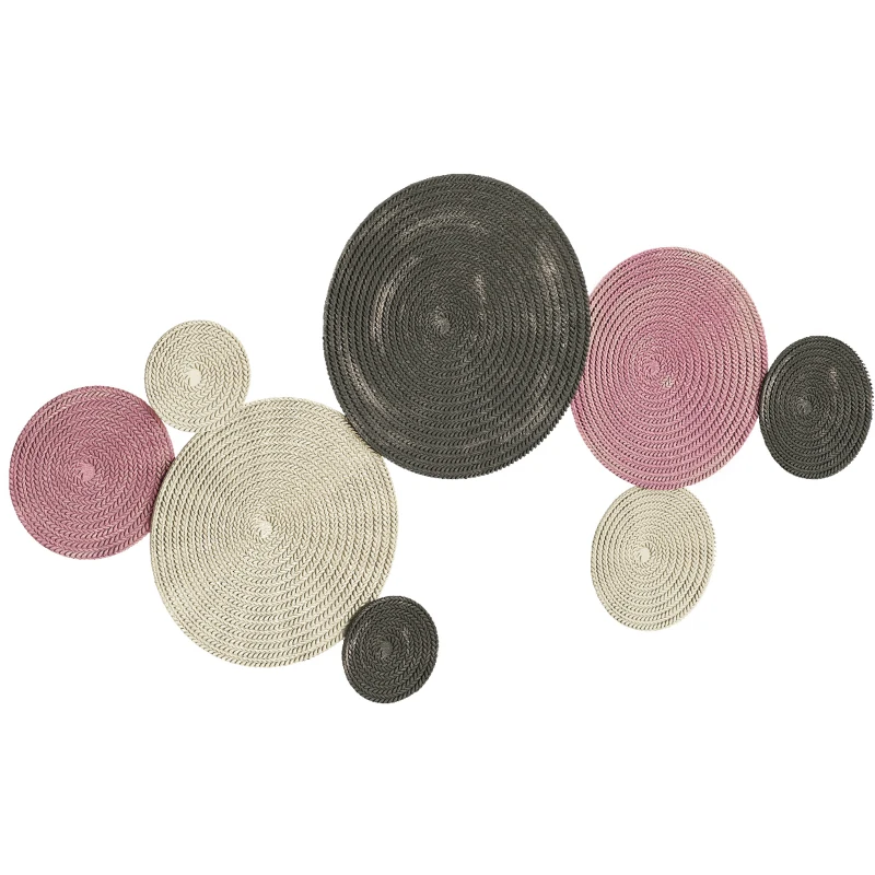 HOMCOM Conjunto de decoração de parede em design Disco, 8 discos metálicos, versátil, Multicolorido