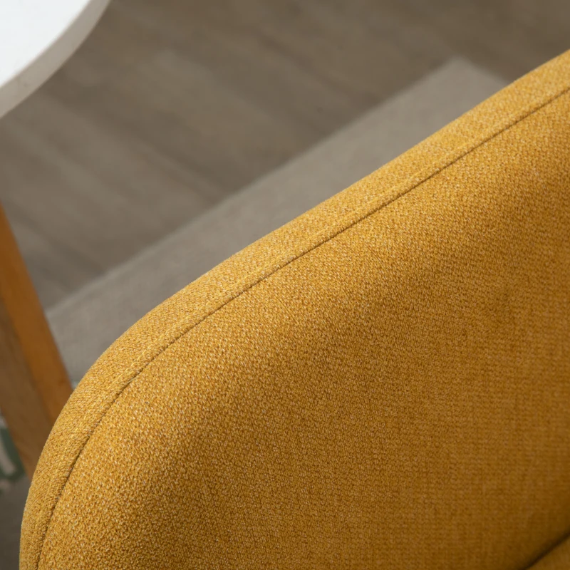 HOMCOM Sofá 2 lugares com 2 almofadas decorativas, Loveseat pequeno com acabamento em veludo, Sofá estofado moderno para sala de estar, quarto, espaços pequenos, Amarelo 130 x 70 x 80 cm