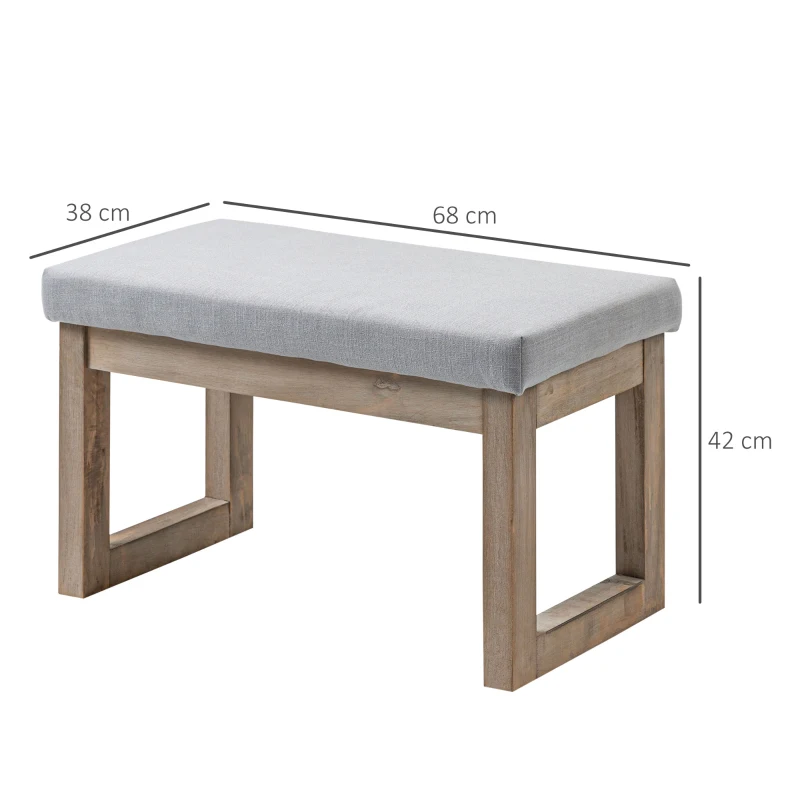 HOMCOM Banquinho em design escandinavo, assento, reposa-pés, 68 cm x 38 cm x 42 cm, Cinza + Natural