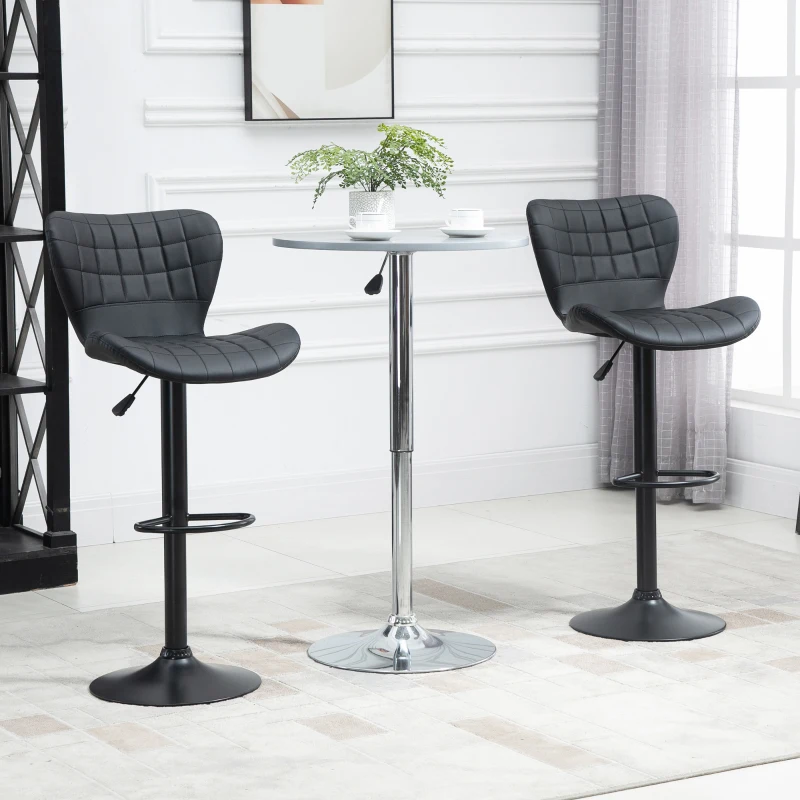HOMCOM Conjunto 2 Banquetas de Bar Design Retrô 47 cm x 51,5 cm x 89-109 cm Preto
