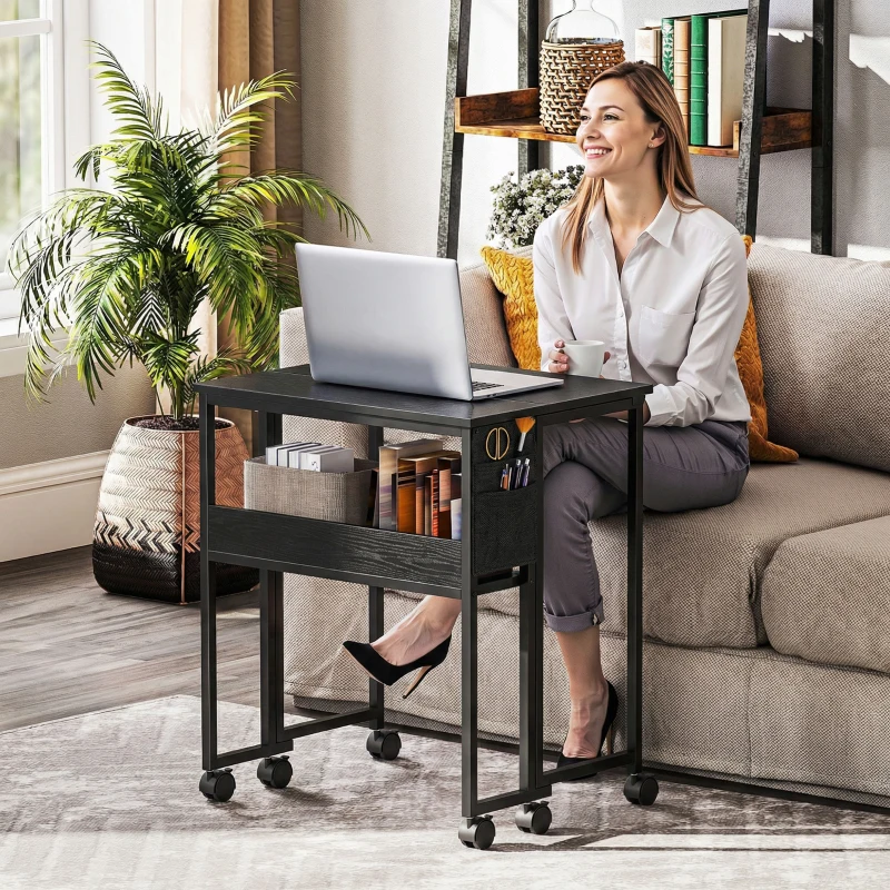 HOMCOM 63 cm Drop Leaf Writing Work Desk - Black