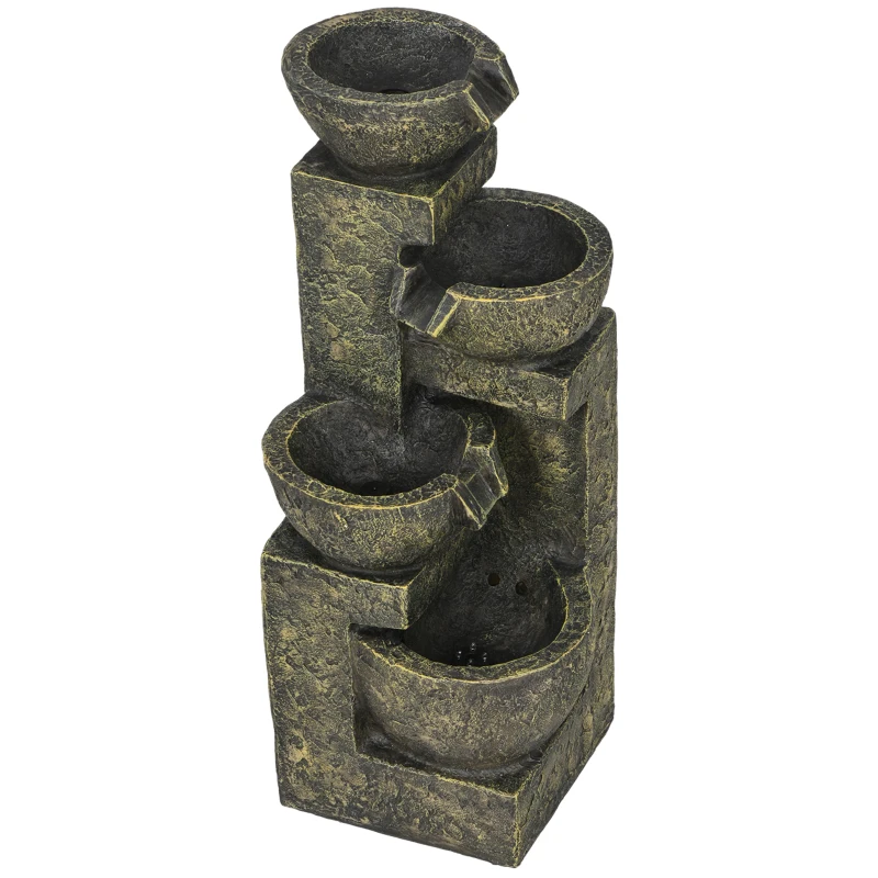 Outsunny Fonte de jardim, fonte decorativa, velocidade ajustável, 25 x 24 x 60 cm, Preto