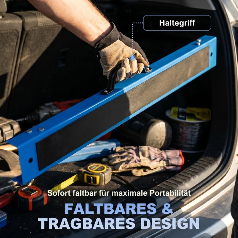 HOMCOM Set aus 2 robusten, klappbaren Sägeböcken aus Metall für Schreinerarbeiten und DIY-Projekte, Blau und Schwarz