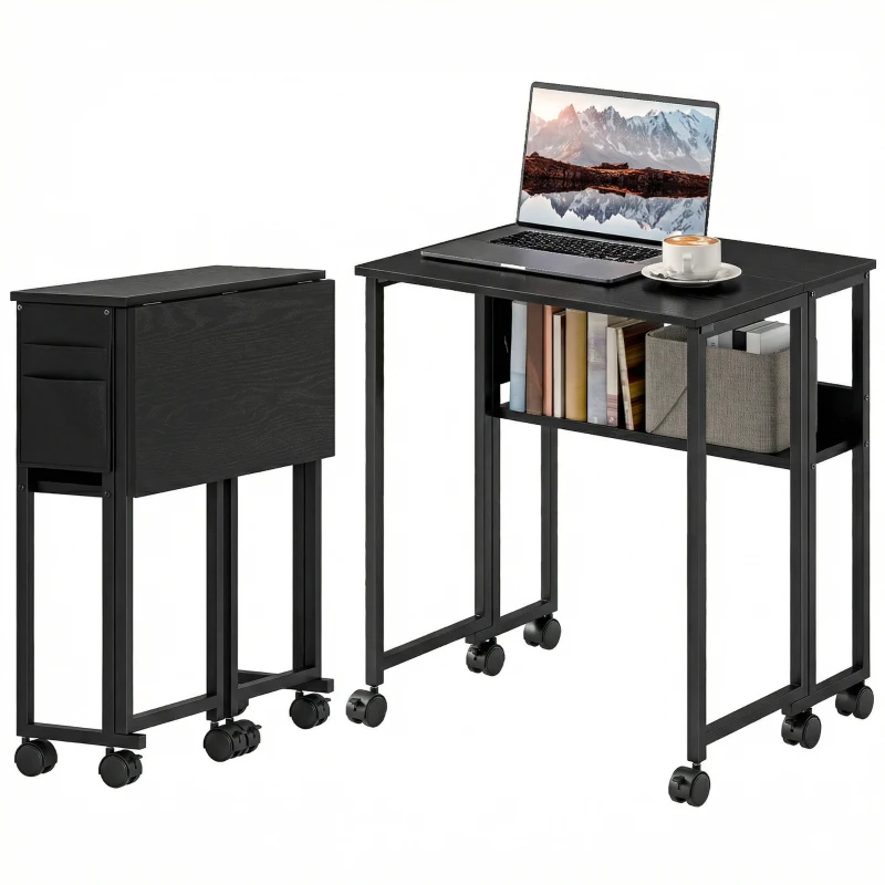 HOMCOM 63 cm Drop Leaf Writing Work Desk - Black
