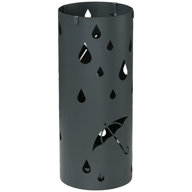 HOMCOM Suporte para guarda-chuvas, Aço, formato de coluna, compartimento inferior removível, Ø17 x 41H cm, Cinza