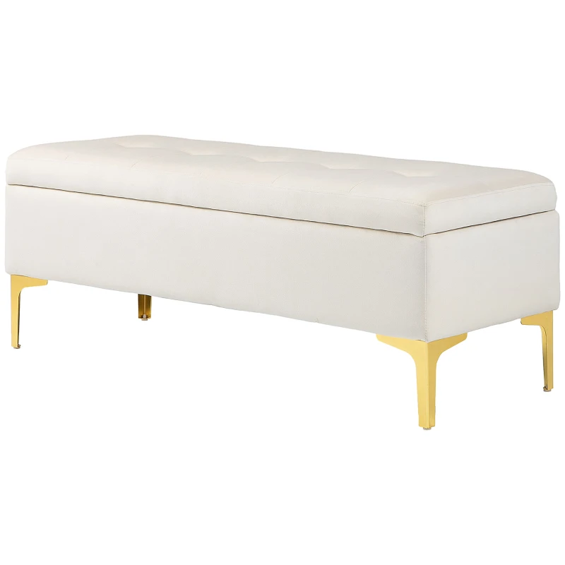 HOMCOM Banco com arrumação, suportando até 120 kg, 120x44x44,5cm, Bege