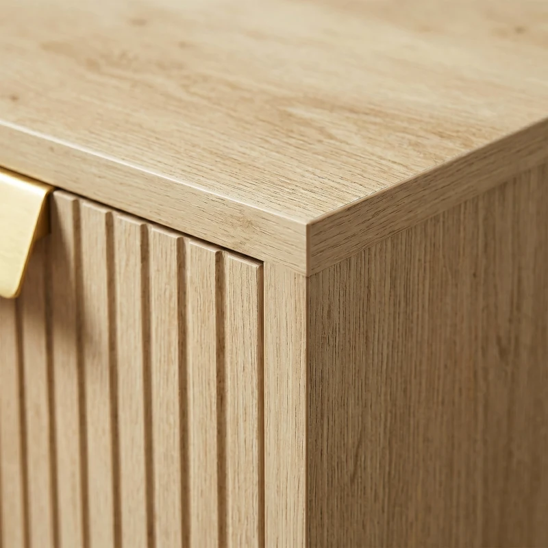 HOMCOM Modern Floating Nightstands Set of 2, Wall Mounted Bedside Tables with Wave Drawer Oak