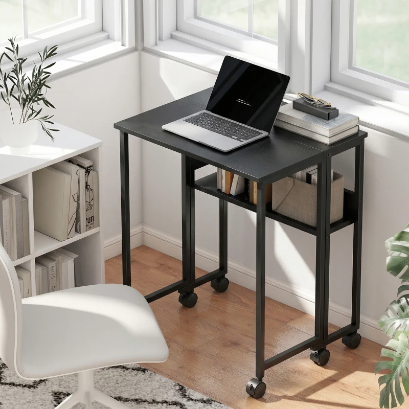 HOMCOM 63 cm Drop Leaf Writing Work Desk - Black
