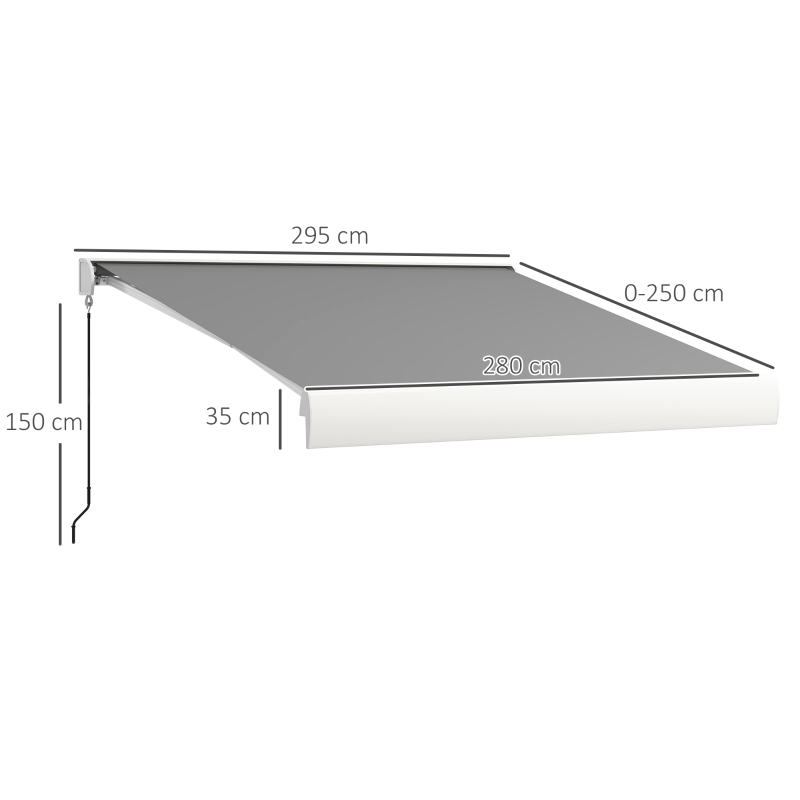 Outsunny Toldo, elétrico/manual extensível, cassete completa, comando à distância, estrutura de alumínio, 3 x 2,5 m, Cinza Claro