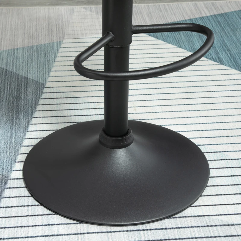 HOMCOM Conjunto 2 Banquetas de Bar Altura Ajustável Giratórias, Banquetas com Aparência aveludada, Assento com Encosto, Capitonnê em Diamante e Apoio para Pés para Bar, Balcão, Sala de Jantar, Aço Preto