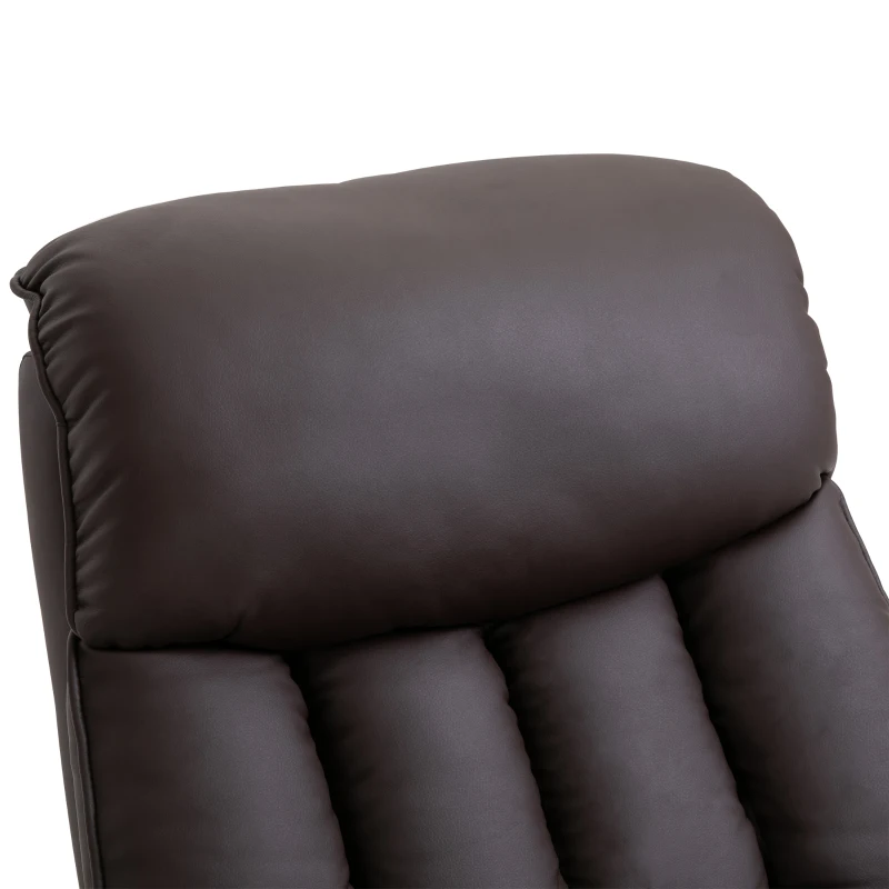 HOMCOM Poltrona Relax Elétrica com Auxílio de Elevação, Função de Cama, Poltrona de TV com Apoio para Pés, Bolso Lateral, Controle Remoto, para Sala de Estar, até 150 kg, Couro Sintético, Marrom
